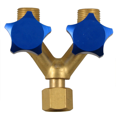 3/8'' Double Outlet Y Piece with Valves (Right Hand)