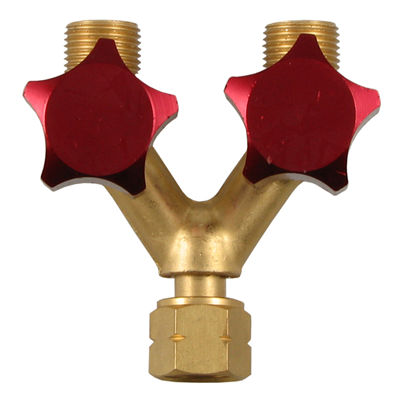 3/8'' Double Outlet Y Piece with Valves (Left Hand)