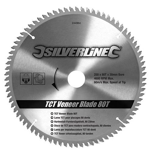Silverline 250mm TCT Veneer Blade (80 Teeth)