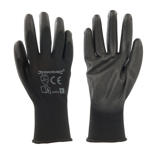 Silverline Black Palm Gloves (Size 9)