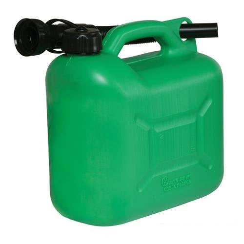 Green 5 Litre Plastic Fuel Can c/w Spout
