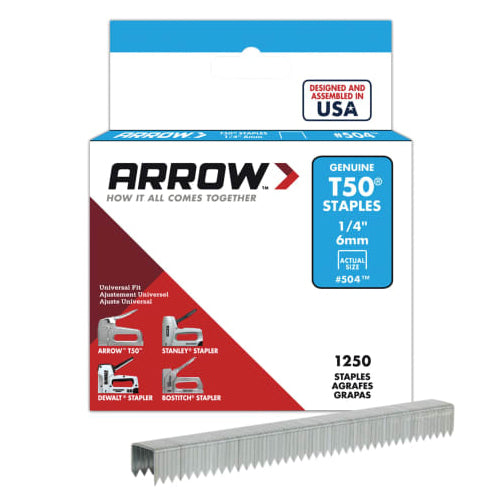 Arrow T50 Staples 6mm (1/4'') Box of 1250