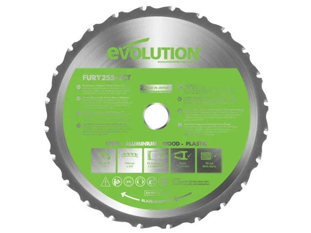 Evolution 255 x 25.4mm FURY® Multi-Purpose TCT Saw Blade 24T