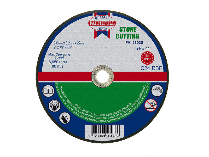 Faithfull 230mm x 3.2mm Stone Cutting Disc (9'')