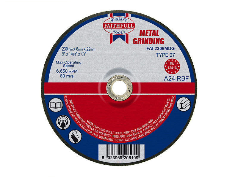 Faithfull 230 x 6.5mm Metal Grinding Disc (9'')