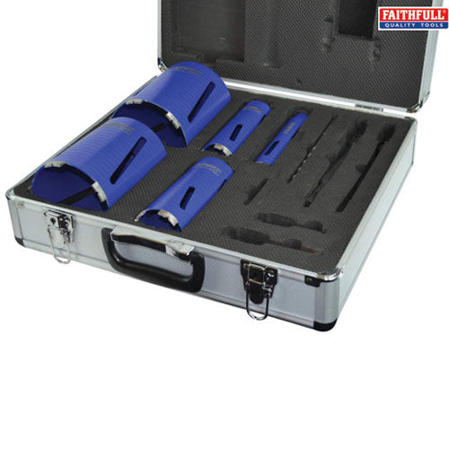 Faithfull 11pc Diamond Core Drill Kit & Case (38 - 127mm)