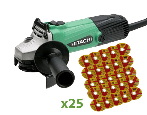 Hitachi 4 1/2'' 600w Angle Grinder & 25 4 1/2'' Discs