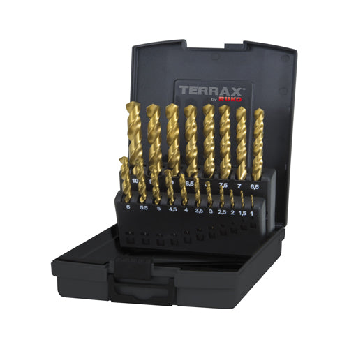 Terrax 19pc HSS Titanium Drill Bit Set (1 - 10mm)