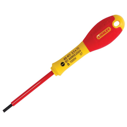 Stanley Parallel 3.5 x 75mm VDE Insulated Screwdriver