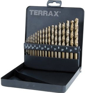 Terrax 19pc HSS Ground Drill Bit Set (1 - 10mm)