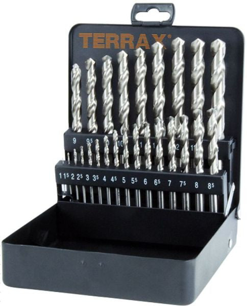 Terrax 25pc HSS Ground Drill Bit Set (1 - 13mm)